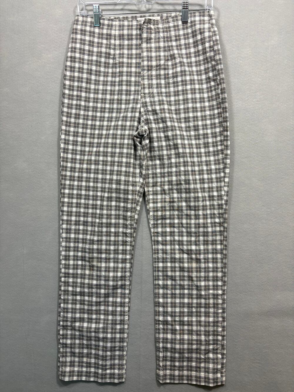 Reformation Lela Plaid Pants Straight Leg Black White Trouser Excellent W28 I27